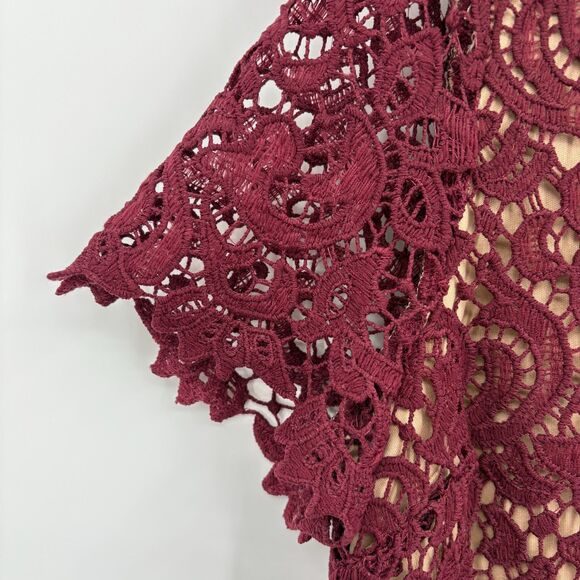 Altar'd State Burgundy Lace Overlay Dress, Sz Large, Choker Funeral Wedding - Picture 5 of 10